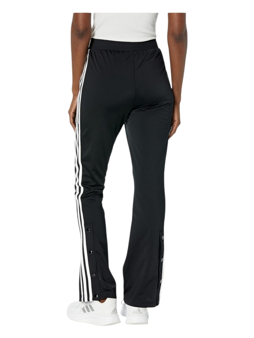 Adidas Womens Black 1/4 Snap Breakaway Flare Leg Pull On Tricot Pants Size Small